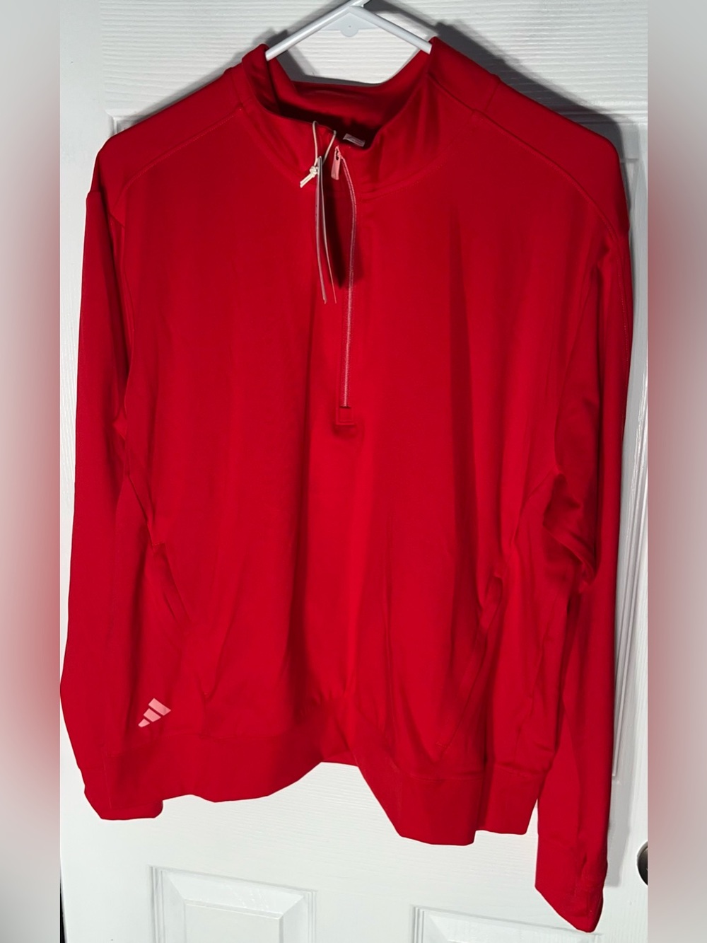 Adidas Women's Ultimate Golf Quarter Zip Pullover Jacket Large Red Pockets